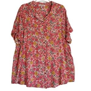 Harlow & Rose Womens‎ 2X Top Floral Romantic Lightweight